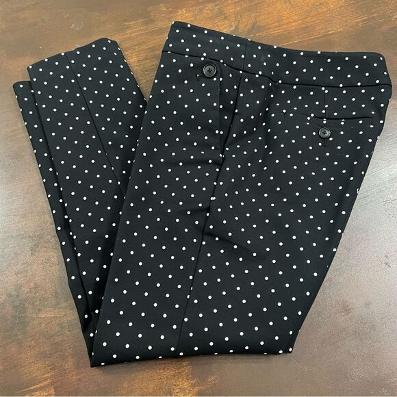 LOFT Marisa Skinny Stretch Dress Pants Polka Dots Sz 6P Formal work Black white - Picture 1 of 13
